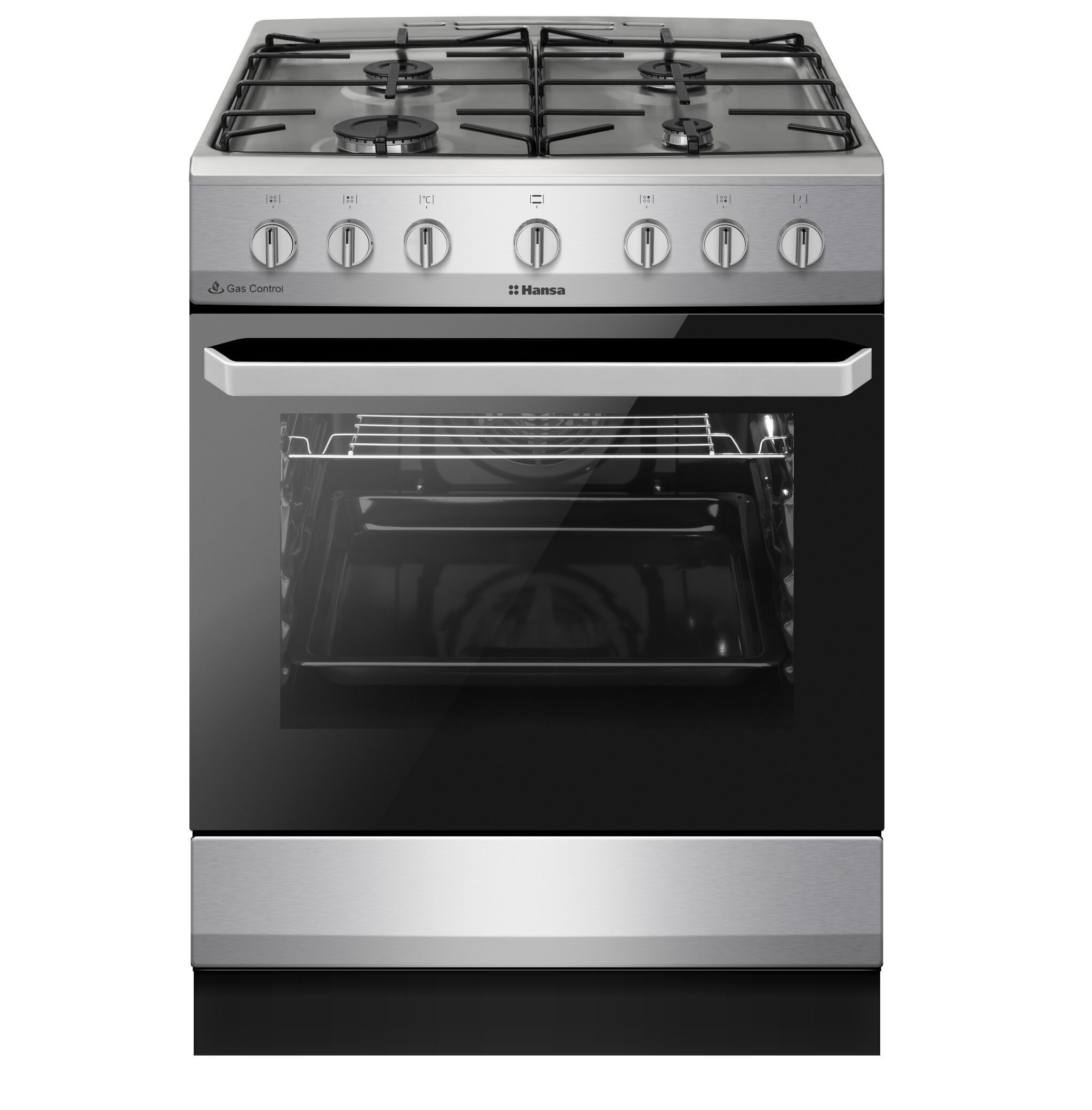 86508_58516_6020ge2.33ezpmsfxv_fcmx6810092 Aragaz mixt Hansa, cuptor electric, 60 cm, 4 arzatoare, programator, 8 functii, - imagine 1