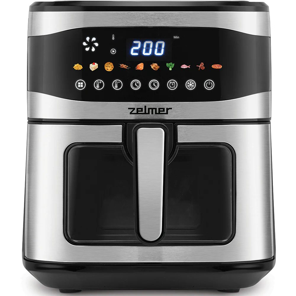 image_-_2025-05-16t085903.206.jpg Friteuza cu aer cald Zelmer, 1600 W, 6,5L, Negru/Inox - imagine 1