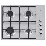 Plita incorporabila Inox, gaz, comenzi laterale, aprindere buton, inox